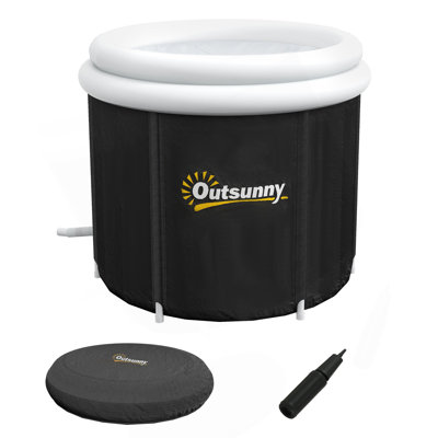 Ice Bath Tub, 79 Gallon Outdoor Portable Cold Plunge Tub With Thermo Lid, Cover And Carry Bag For Athletes Recovery And Cold Water Therapy, Black