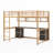 Full Size Metal Loft Bed with Desk, Cabinets, Drawers and Bedside Tray, Charging Station, USB and socket-864745254