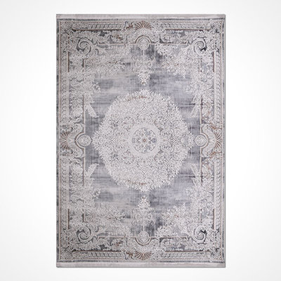 Oriental Beige Machine Washable Non-Slip Area Rug