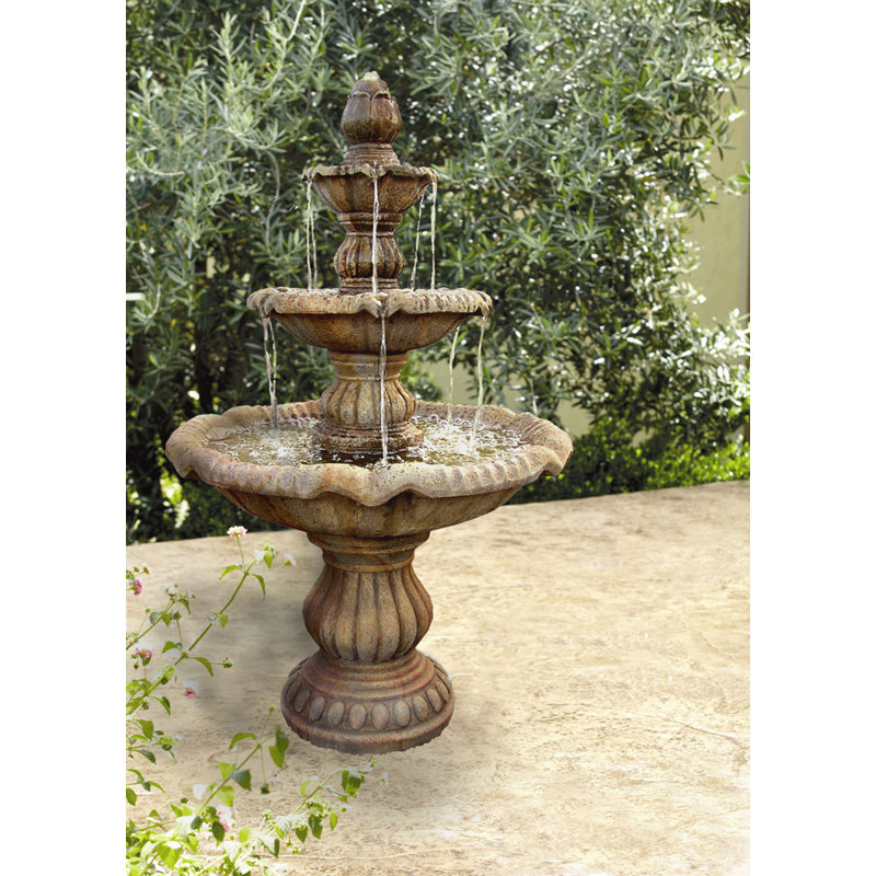 Rialto Tiered Cast Stone Fountain, Ancient Stone