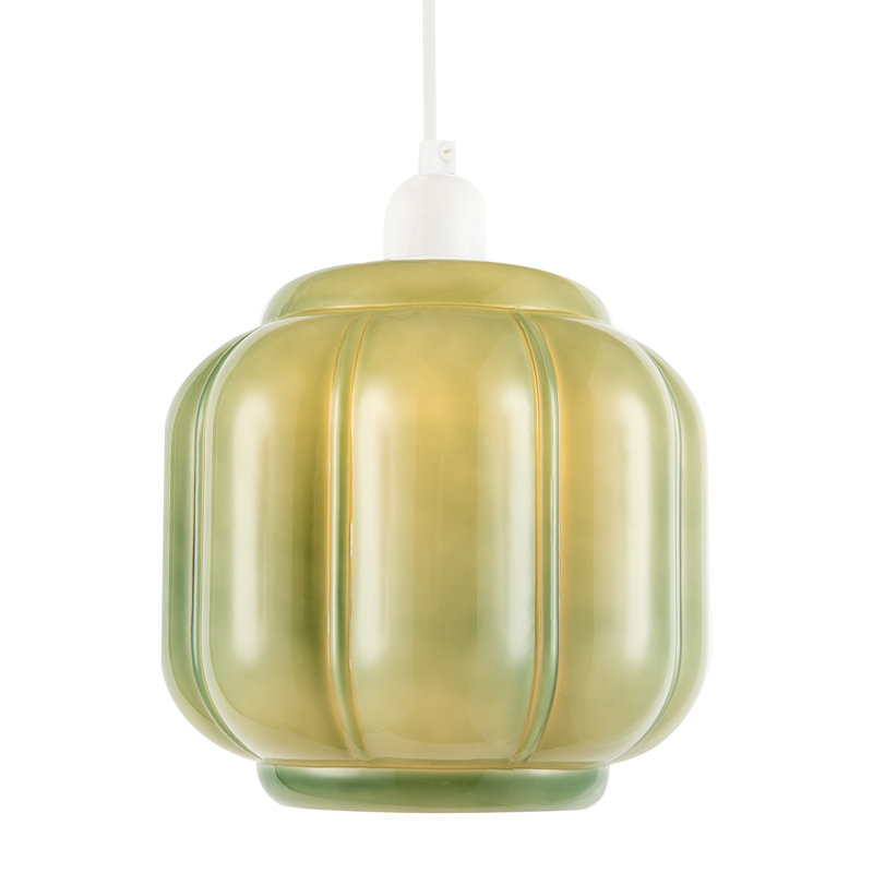 18cm H Glass Round Lamp Shade ( Slip-On ) in Green