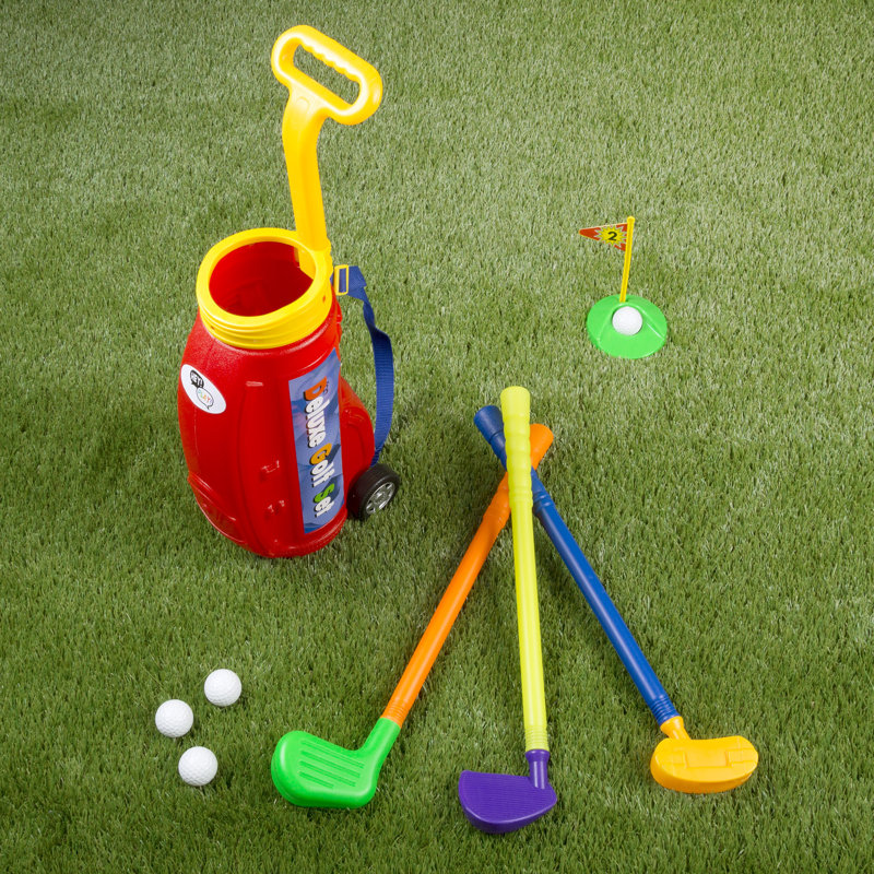 Ensemble de jeu de golf pour tout-petits avec sac en plastique, 2 bâtons, 1 Putter, 4 balles, une tasse de Putty pour utilisation intérieure ou extérieure pour les tout-petits garçons et filles par Hey! Jouez!