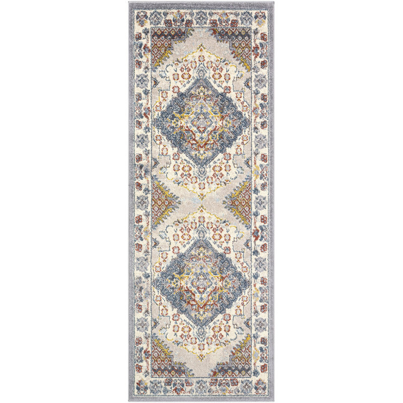 Machine Woven Indoor Rug, Blue/Brown/Grey, Runner 80 x 220 cm