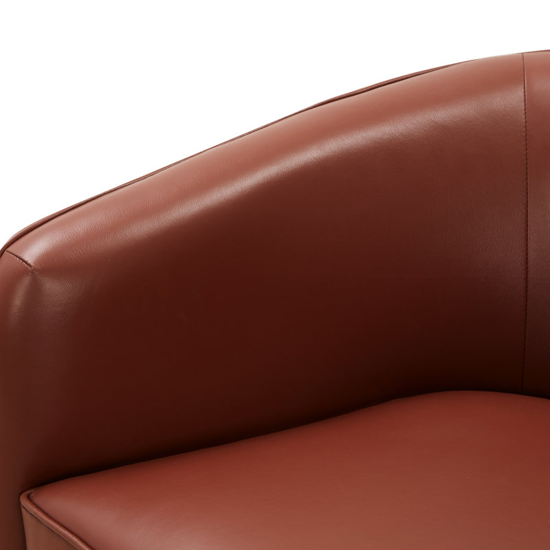 Fauteuil en cuir sans assemblage, rembourrage aux courbes élégantes, Caramel