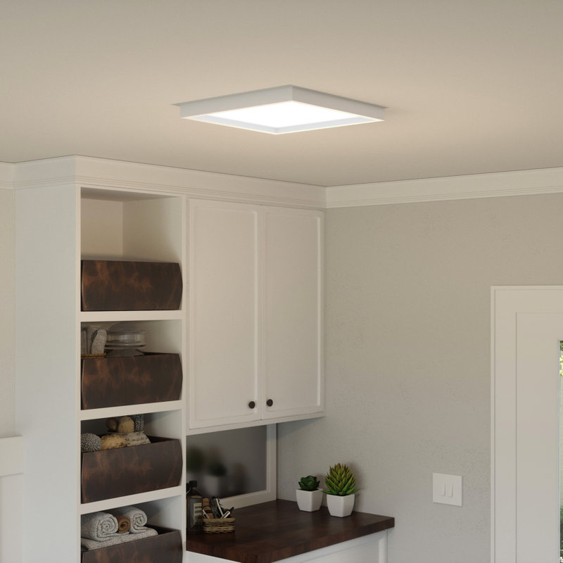 Plafonnier encastré 1 lumière DEL Quoizel, Blanc, H 1 po x l 15 po x P 15 po