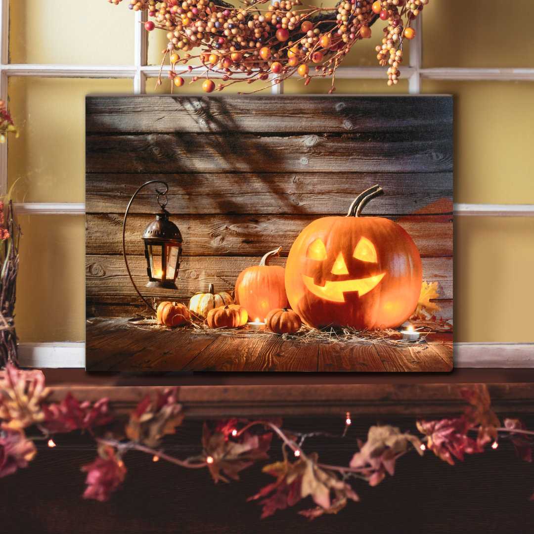 Battery-Operated Lighted Wall Art - Jack O' Lantern LumaBase