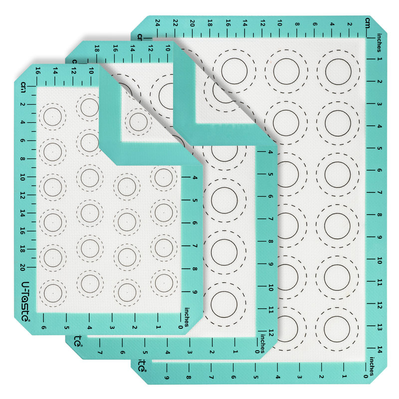 Tapis de cuisson en silicone résistant à la chaleur U-Taste 500ºF Macaron, format demi-rouleau / quart de feuilles