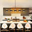  5-Light Modern Linear Chandelier Industrial Chandelier Black Chandelier For Dining Room,Pool Table