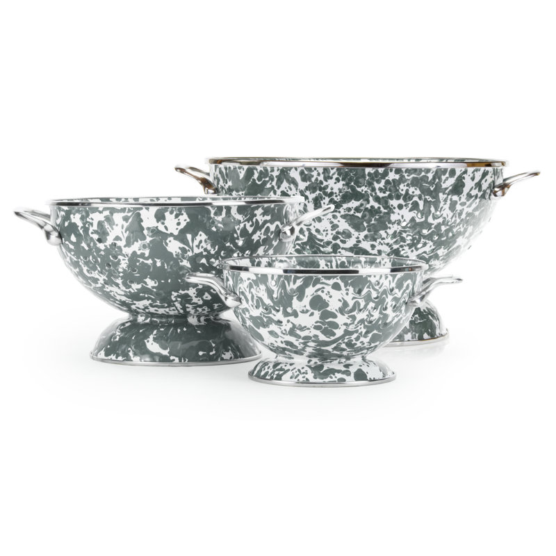 Swirl Stainless Steel Colander, Medium, Gray Swirl