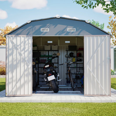 Metal Outdoor Storage Shed 10x12 ft with Floor Frame Kit and Heavy Duty Tool Shed