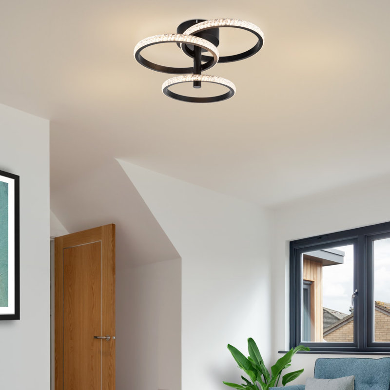 Cowan 3 Ring Built-in, Integrated LED, Modern Beaded Ceiling Light - 43x43x20cm, 3 step dimming, 3,000K Neutral white