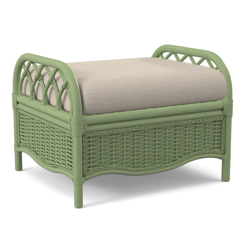Everglade Ottoman, Celery, White Performance Fabric; 0851-94