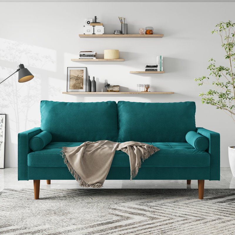 Mauck Modern Sofa,70 Inch Velvet Couch for Living Room,Spring Cushions,Solid Wood Frame,Easy Assembly for Small Spaces
