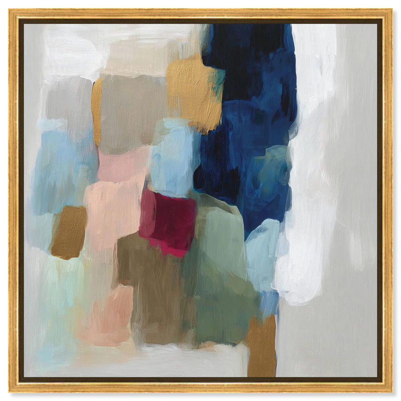 «Reef of Color I Blue Gold», reproduction d'art sur toile par Art Remedy, Cadre doré, H 20" x l 20" 