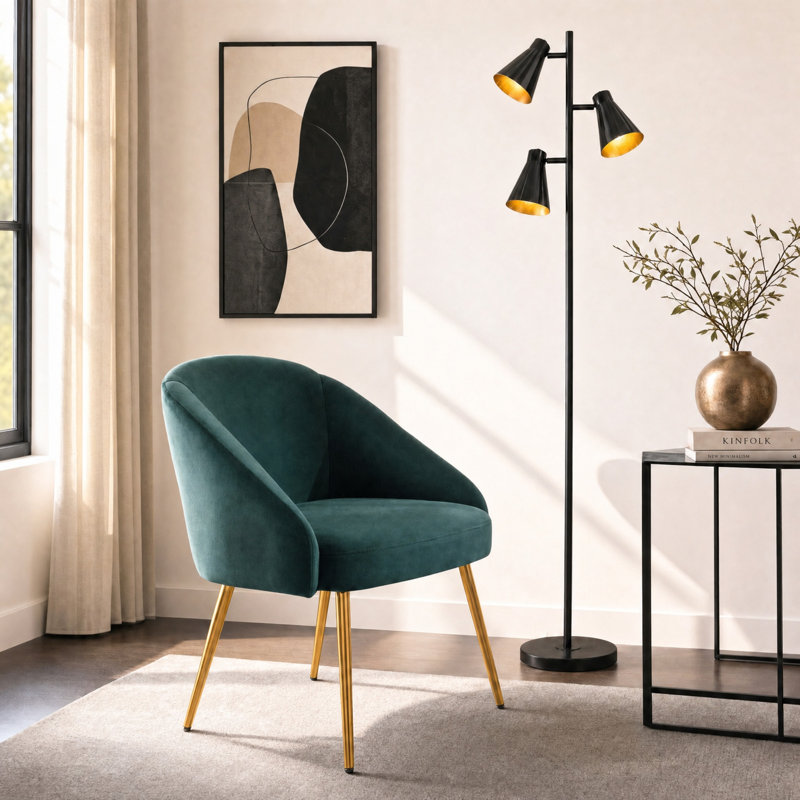 Chaise avec accoudoirs en velours Sutton, Vert