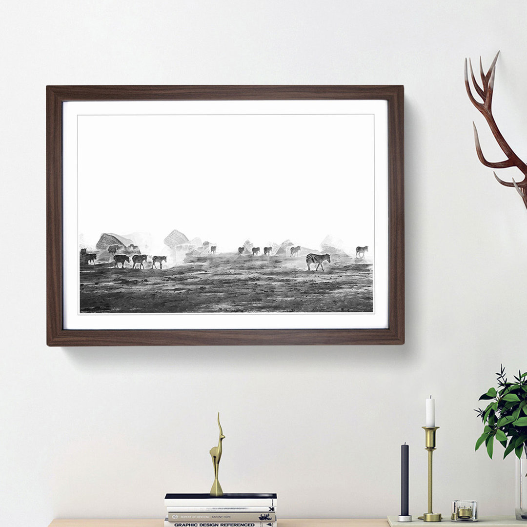 Zebras Roaming in Kenya in Abstract - Picture Frame Painting Print