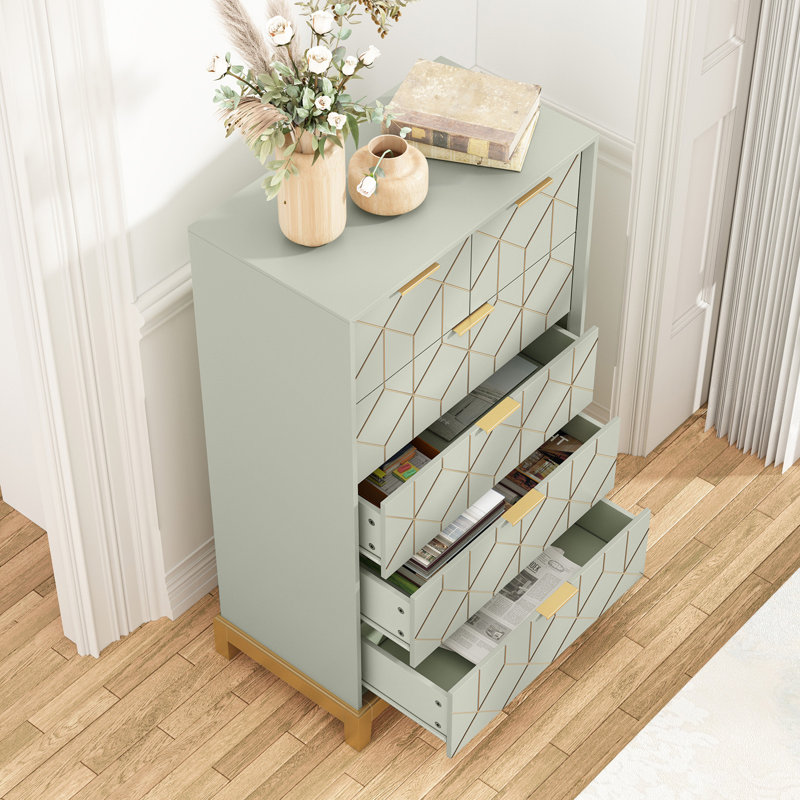 Marshayla 26.4'' W 6 - Drawer Dresser, Green