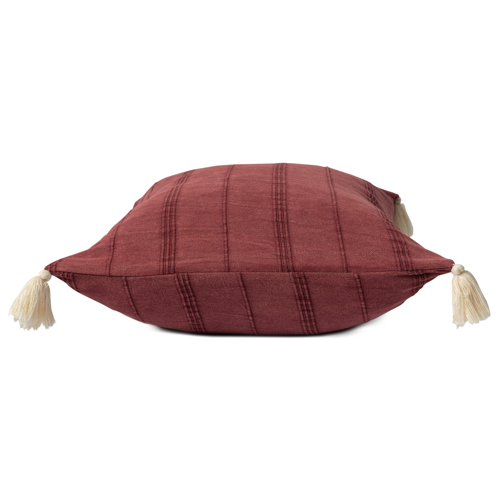 Danica Tassels Cotton Throw Pillow, Red, Polyester/Polyfill