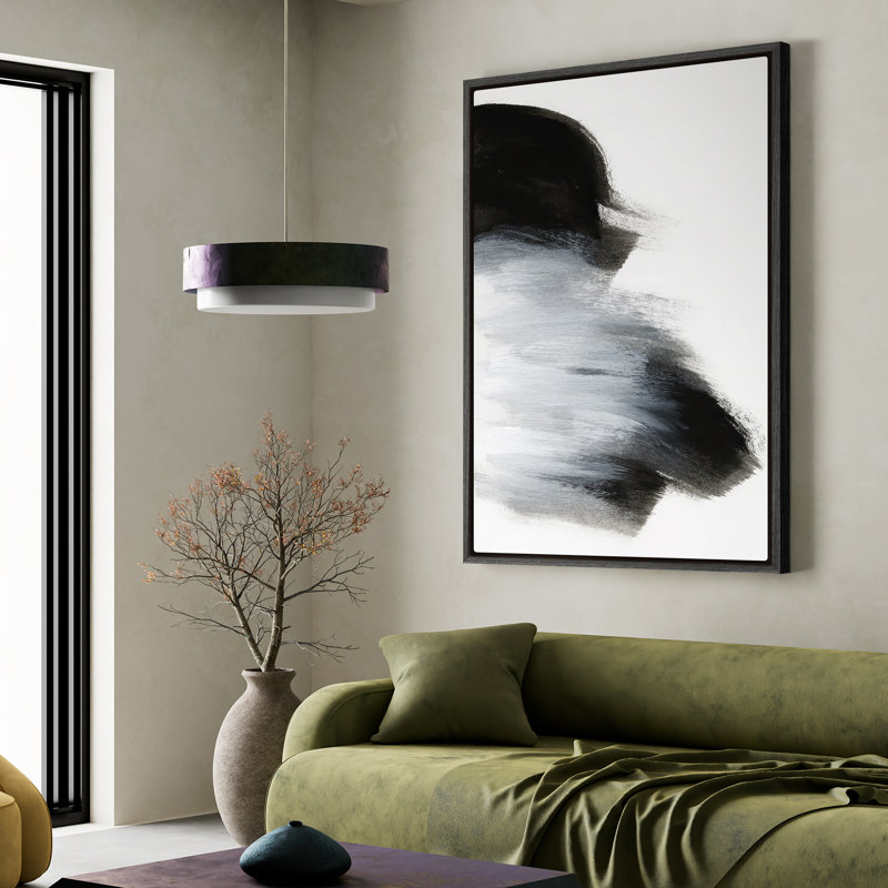 Framed Canvas Wall Art, Vintage Abstract Wall Canvas Prints 16"x24", 24" H x 16" W, Black