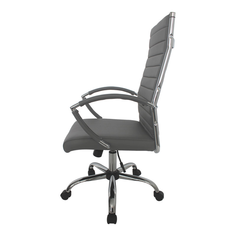 Canelle Ribbed Faux Leather Conference Chair, Gray