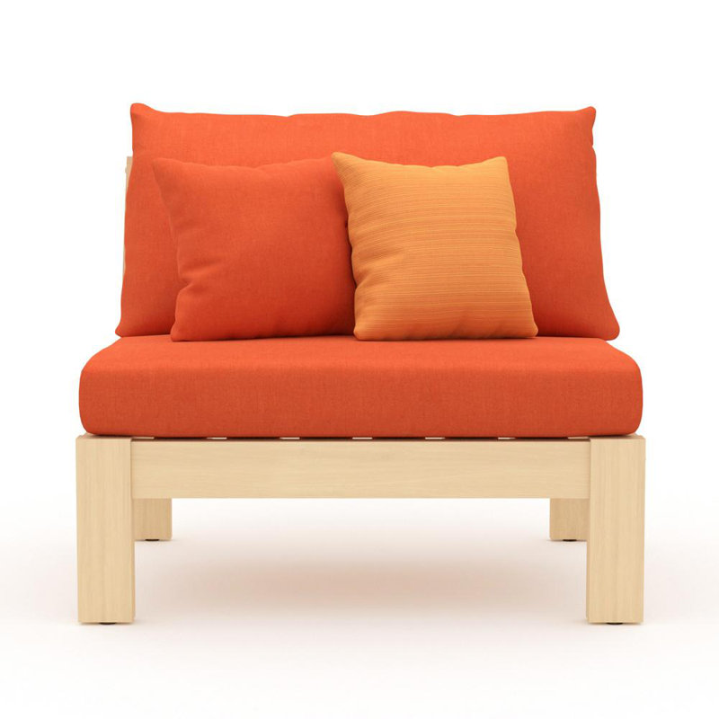 Chaise de patio avec coussins Sunbrella Sehrish, Tissage uni Sunbrella® palette Cayenne