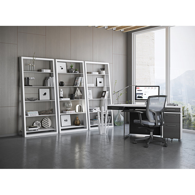 Eileen Blanc 74" H x 34.25 W Ladder Bookcase, Satin White