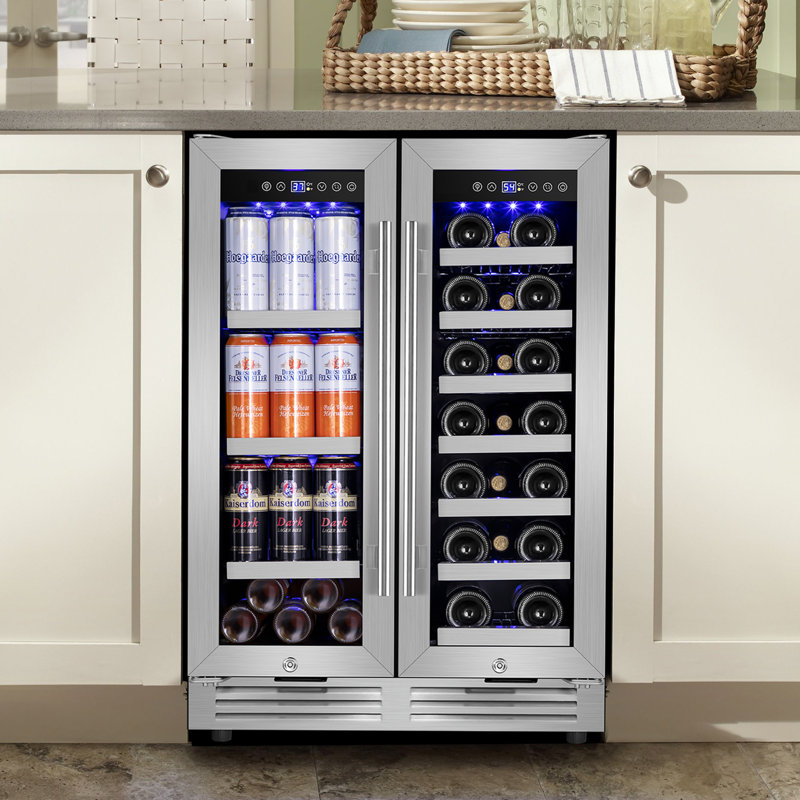 24" Stainless Steel Dual Zone Wine and Beverage Refrigerator