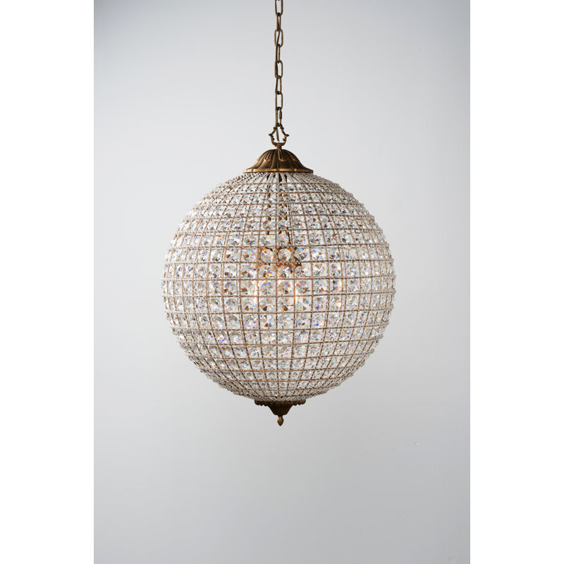 Luminaire suspendu en cristal 3 lumières Cimberleigh, H 32 po x l 24 po x P 24 po