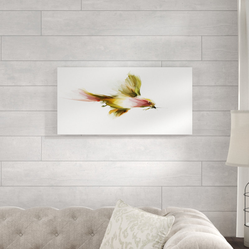 « nice flight of green oiseau », peinture, H 20 po x l 20 po x P 1 po, Toile tendue