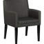Modern 7 Dining Room , Rectangular Table With Double Pedestal, Black Oak Veneer, Charcoal Grey Fabric, Solid Back Upholstered Armchairs Side Chairs, Seats 6