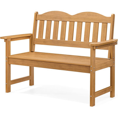 Banc de jardin, banc de patio en bois synthétique pour 2 personnes, causeuse à lattes, pour la cour, le jardin, le porche ou le parc