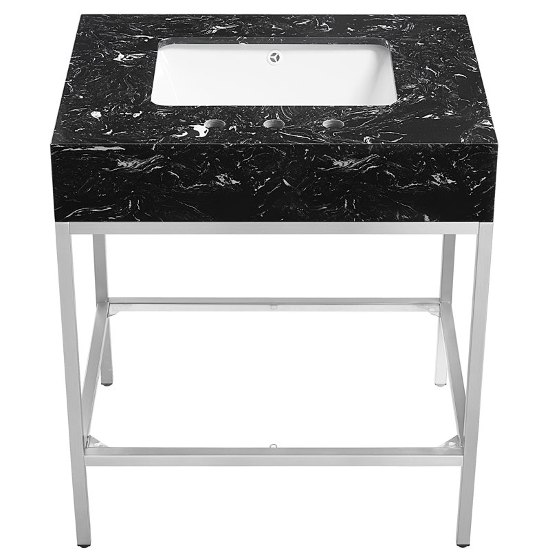 Marmo 30" Single Bathroom Vanity, Black, Brushed Chrome