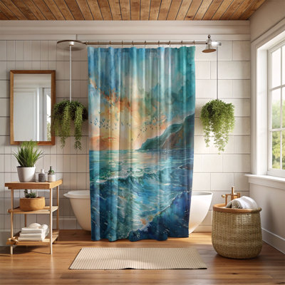 Watercolor Ocean Scenes - Rideau de douche standard 1 pièce