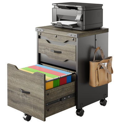 18.6" Wide-2 Drawer Wood File Cabinets for Home Office, Mobile Printer Stand