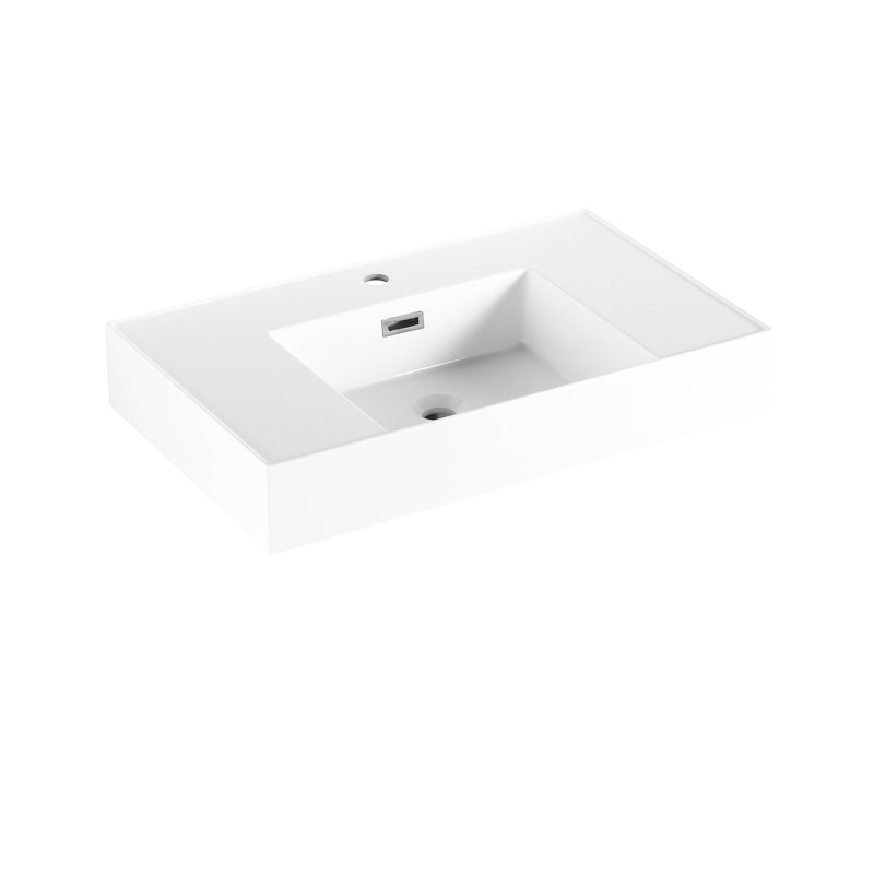 Bathroom Vanity Resin 30 Inch Basin - Stain- & Smooth, White, 29.14 In. Depth, 17.9 Width, 5.14 Height, 43.59 Lb, Superior Maintenance Corrosion Gel, Flawless Appearance