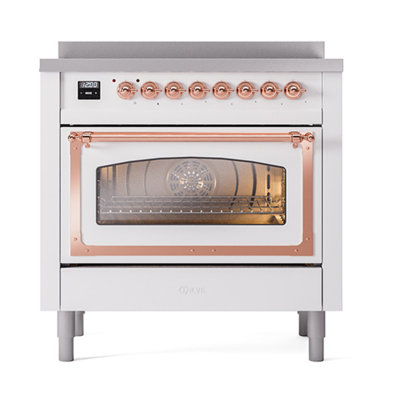 Cuisinière à induction ILVE Nostalgie II Série 36 po avec 6 éléments à induction (porte en verre)