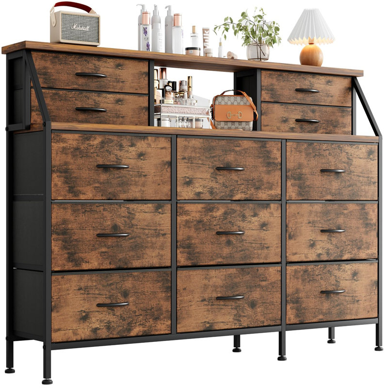 140 cm W Chest of 13 Drawers, Brown