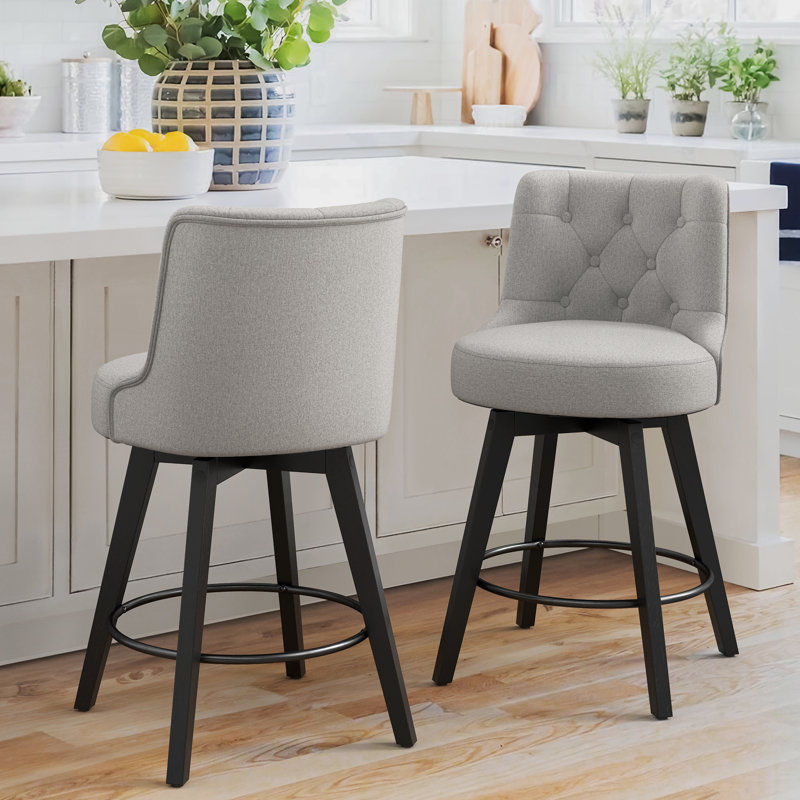 Arleine Swivel 26.7'' Upholstered Counter Stool, Grey