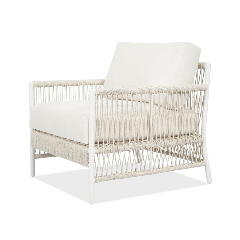 Chaise longue d'extérieur en osier avec coussins en oléfine Anali