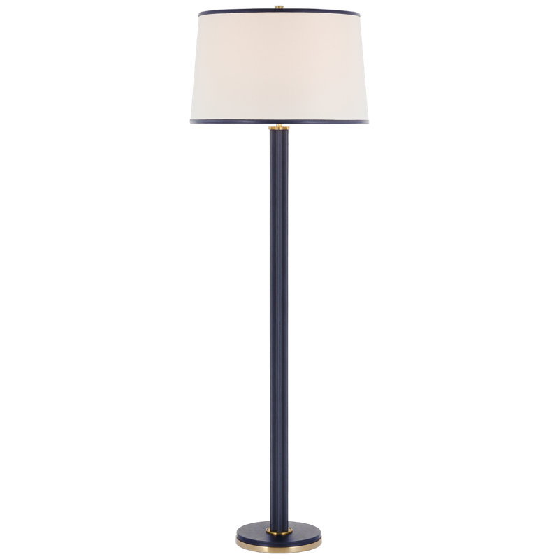 Riley Floor Lamp, Natural Brass/Navy