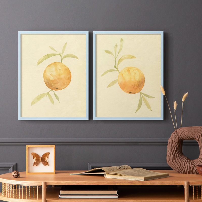 «Dappled Oranges III», reproduction encadrée de qualité supérieure - prête à être accrochée - aucun clou requis - aucun clou requis