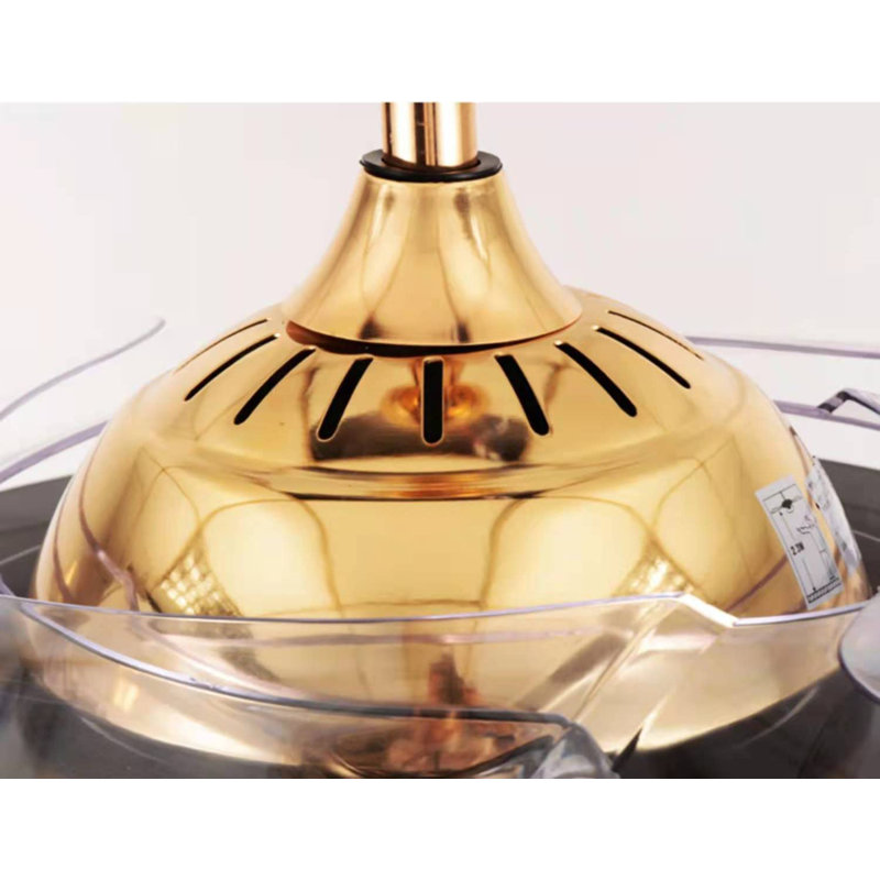Duranko 42'' Retractable Crystal Ceiling Fans Light with Remote Control