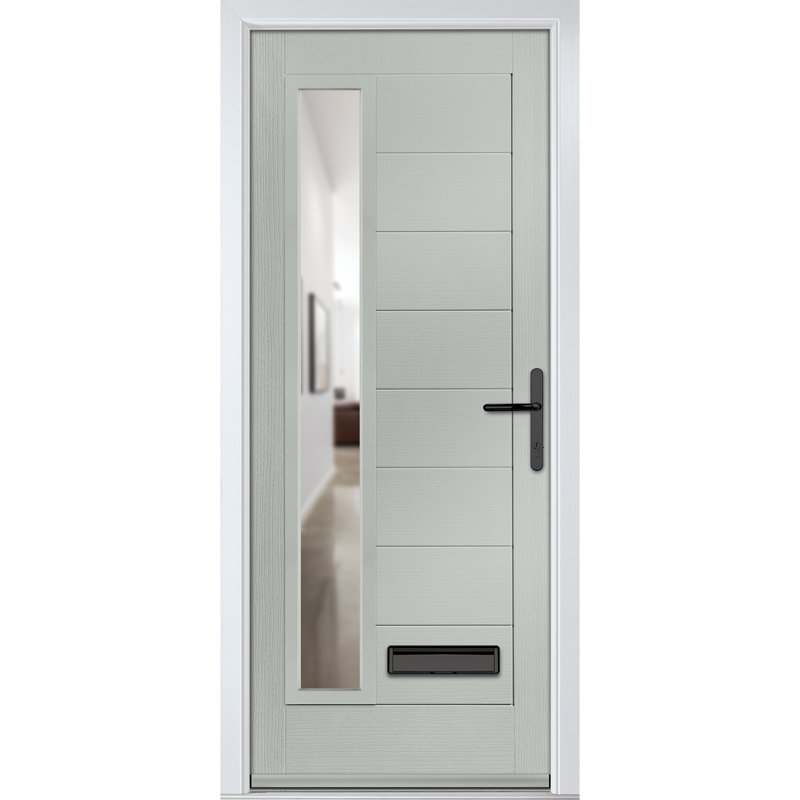 Crystal GRP Front door Monza Right Slate Grey 920mm x 2090mm Open in Right hand Clear Glass, 89mm x 209mm, Agate Grey, Left