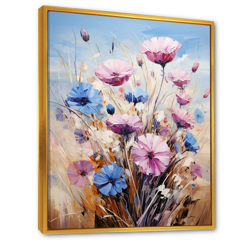 Bleu et mauve, champ de Fauvist bleu - mauve, Cadre flottant doré, H 20 po x l 12 po x P 1 po