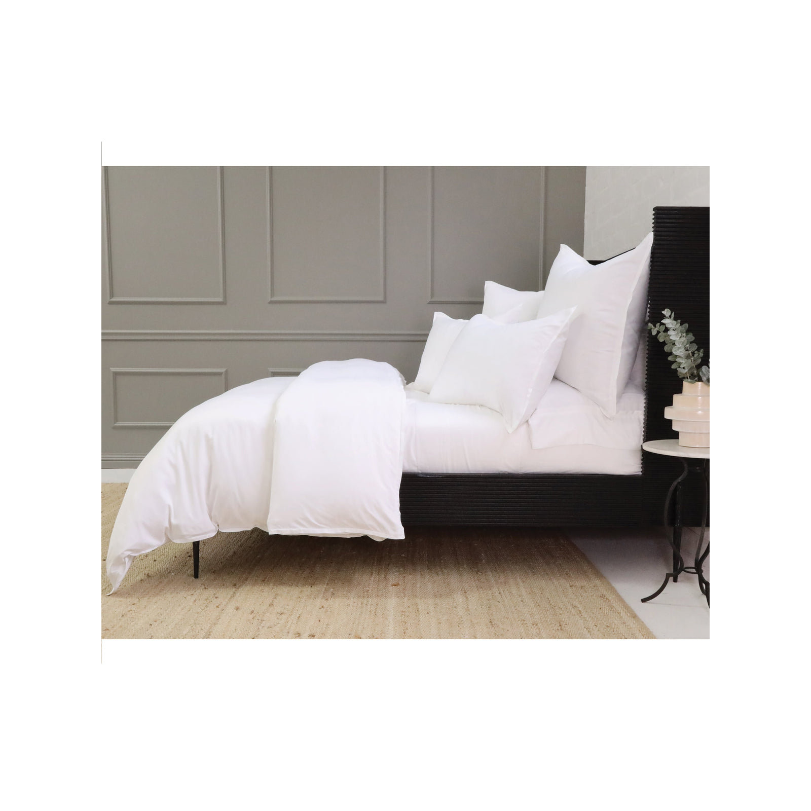 Langston Rayon Duvet Cover Set, King Duvet Cover + 2 King Shams, White/White