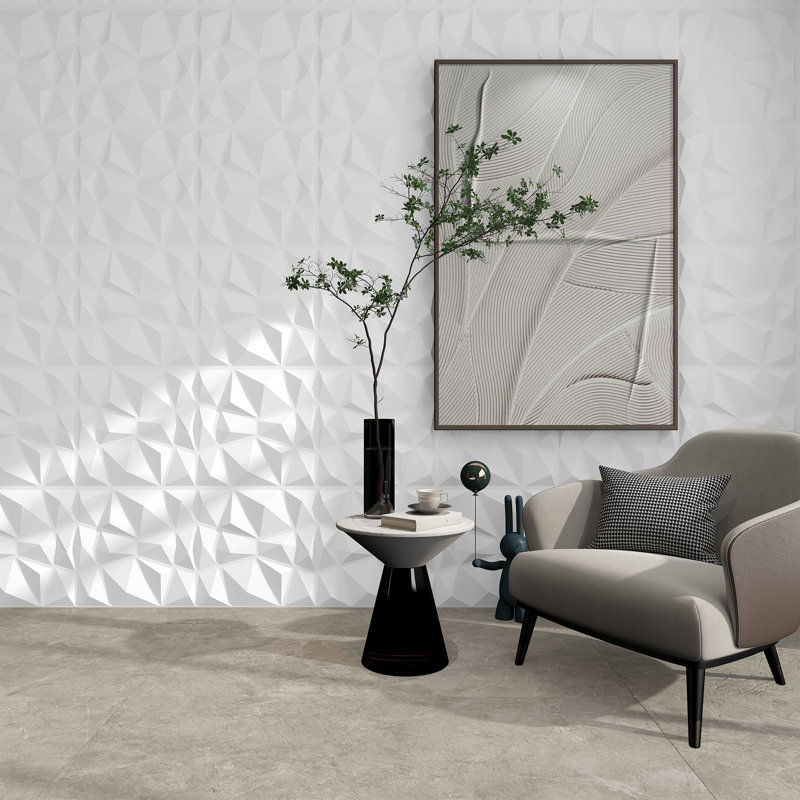 Wiegers 19.7''x19.7'' 3D PVC Wall Panel for Interior Decor,32sq.ft.(Set of 12), White