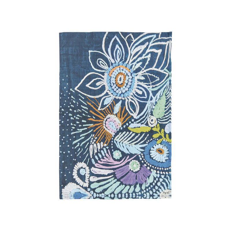 Abstract Floral Cotton Kitchen Dishtowel