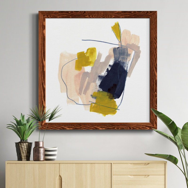 «Mosaic Boundary II» - Toile encadrée de qualité supérieure - prête à être accrochée, Encadrement brun