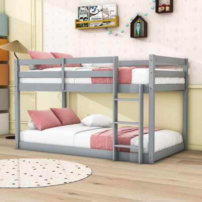 Hermidas Twin Over Twin Wood Bunk Bed With Ladder And Slats