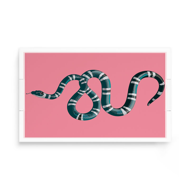 Serpent Acrylic Rectangle Decorative Tray, 17"W x 10.5"D x 2"H, Pink